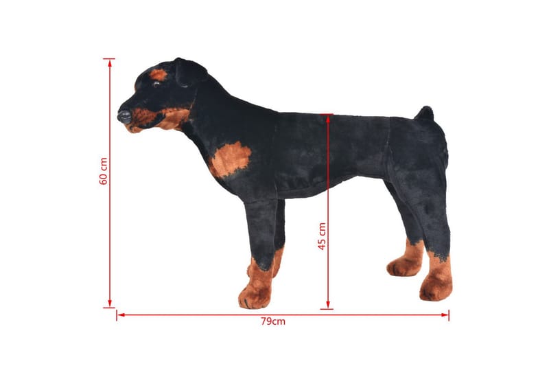 Stående leksakshund rottweiler plysch svart och brun XXL - Svart - Inredning - Inredning barnrum & leksaker - Leksaker