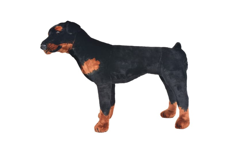 Stående leksakshund rottweiler plysch svart och brun XXL - Svart - Inredning - Inredning barnrum & leksaker - Leksaker
