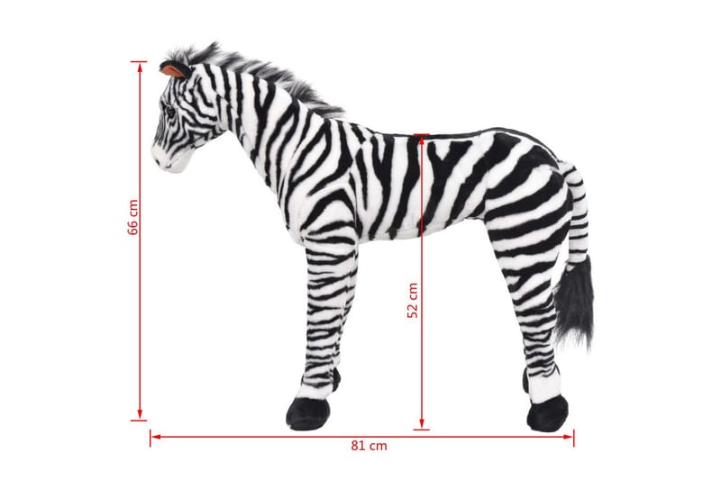 Stående leksakszebra plysch svart och vit XXL - Svart - Mjukleksaker & gosedjur