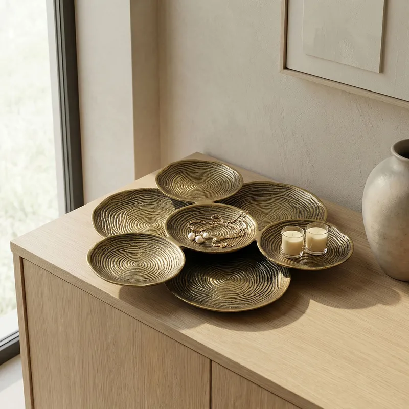 Jelnor Rund dekorationsskål i aluminium - Guld - Inredning - Dekoration & inredningsdetaljer