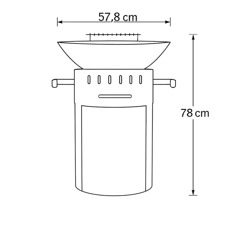 Eldstad med grillplatta i rostfritt stål | 58 cm fire pit | Svart, undefined