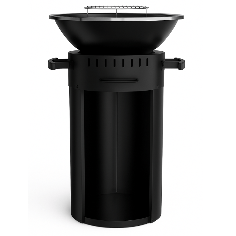 Eldstad med grillplatta i rostfritt stål | 58 cm fire pit | Svart - Inredning - Kaminer - Utomhuskamin & eldstad