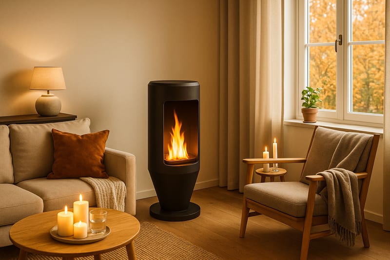 Corbo Fristående Rund Etanolkamin 83x40x40 cm i Stål - Svart - Inredning - Kaminer - Kamin utan skorsten - Etanolkaminer