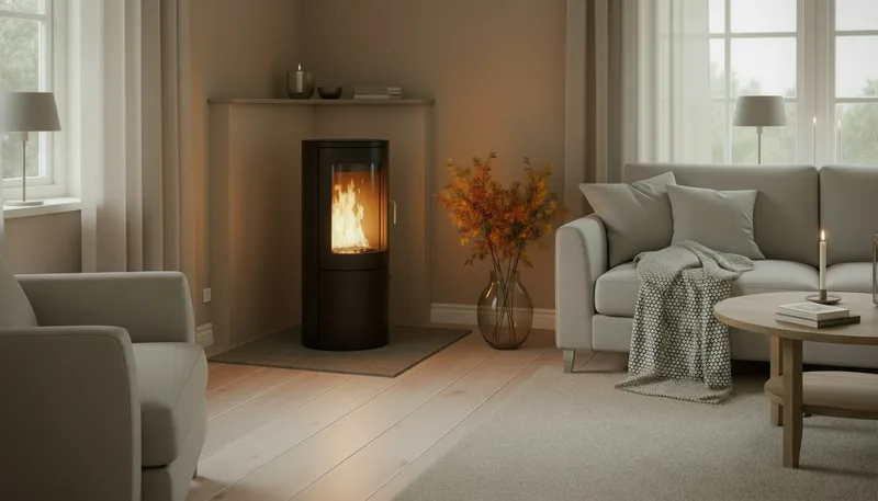 Corbo Fristående Rund Etanolkamin 96x44x30 cm i Stål och glas - Svart - Inredning - Kaminer - Kamin utan skorsten - Etanolkaminer