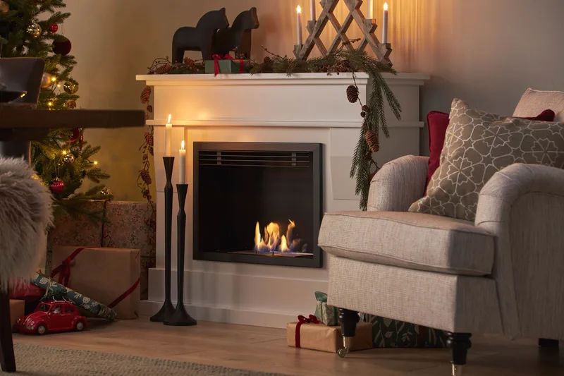 Route Braskamin Bioetanol Fristående MDF - Vit/Svart/Rostfritt Stål - Inredning - Kaminer - Kamin utan skorsten - Etanolkaminer