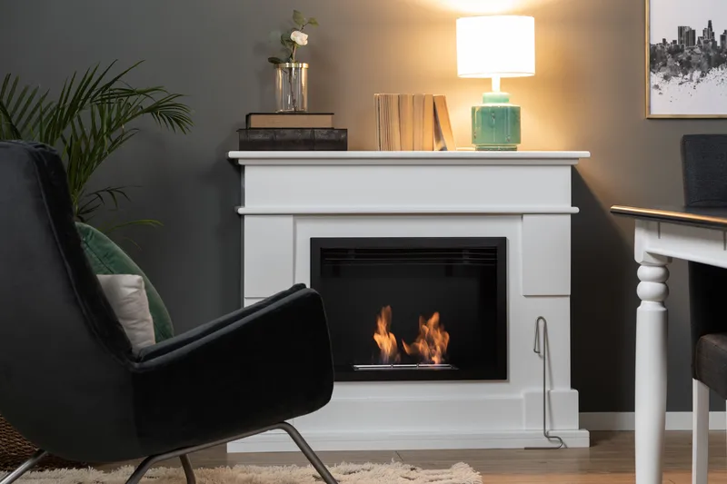 Route Braskamin Bioetanol Fristående MDF - Vit/Svart/Rostfritt Stål - Inredning - Kaminer - Kamin utan skorsten - Etanolkaminer