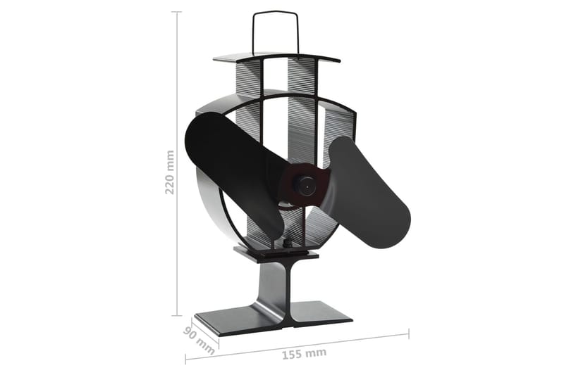 Kaminfläkt 2 blad svart - Svart - Fläkt till kamin