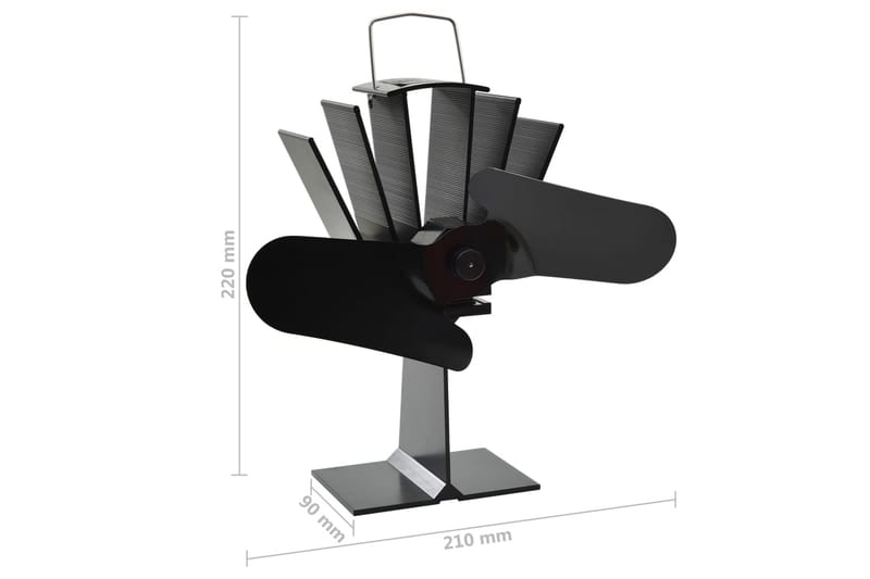 Kaminfläkt 2 blad svart - Svart - Fläkt till kamin
