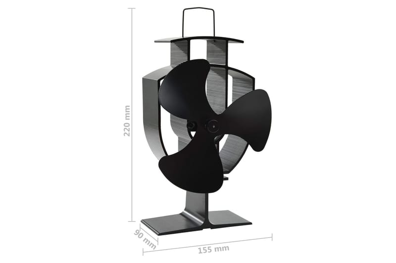 Kaminfläkt 3 blad svart - Svart - Fläkt till kamin