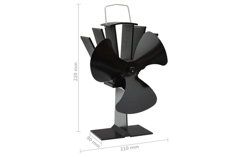 Kaminfläkt 3 blad svart - Svart - Fläkt till kamin