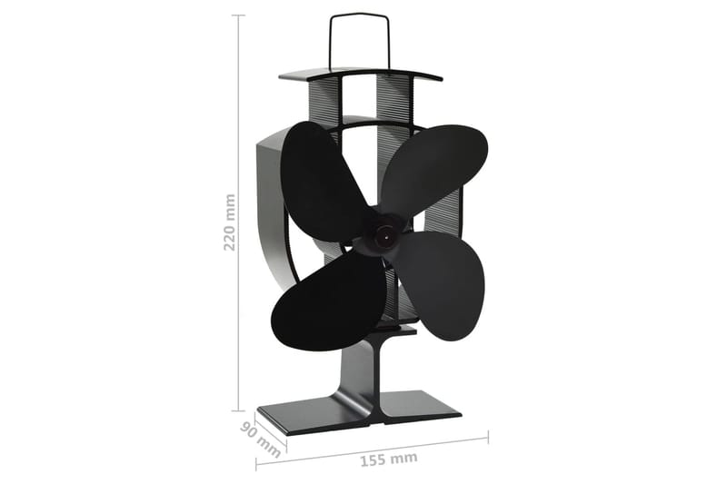 Kaminfläkt 4 blad svart - Svart - Fläkt till kamin