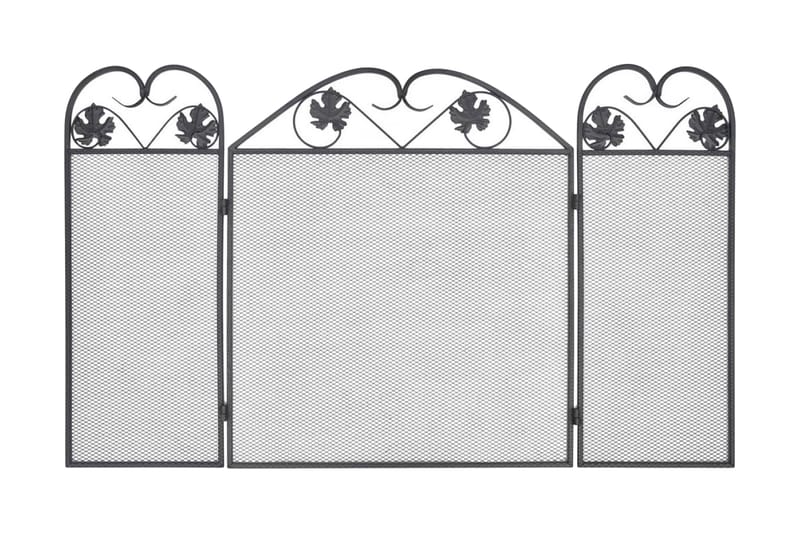 Gnistskydd med 3 paneler järn svart - Svart - Kaminskydd - Kamintillbehör