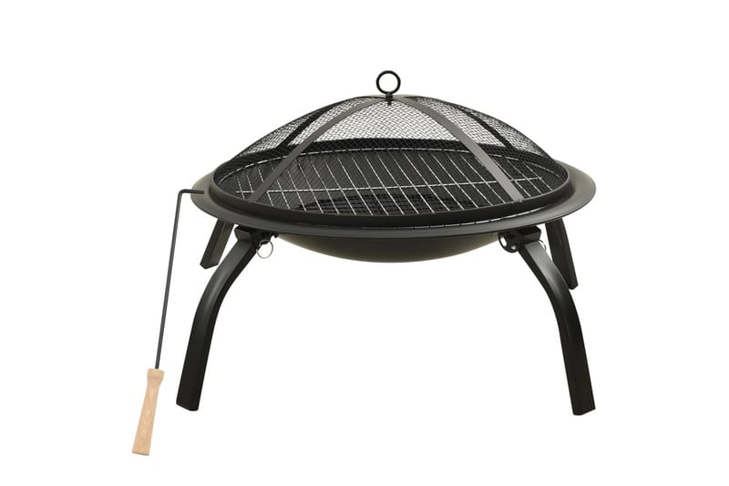 2-i-1 Eldstad med grill och eldgaffel 56x56x49 cm stål - Svart - Inredning - Kaminer - Utomhuskamin & eldstad