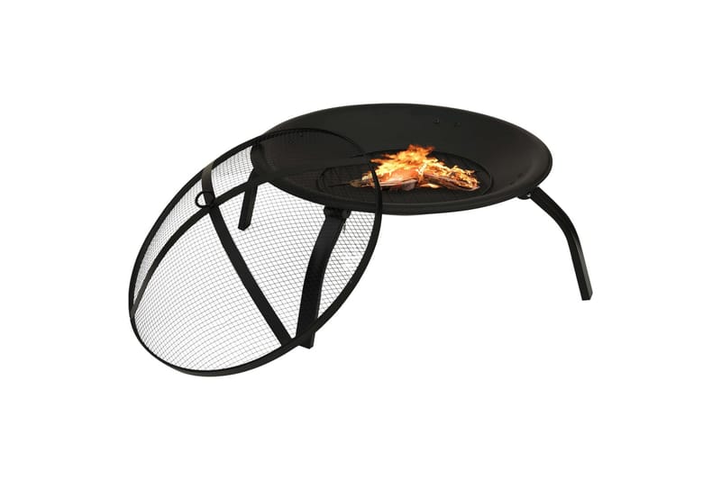 2-i-1 Eldstad med grill och eldgaffel 56x56x49 cm stål - Svart - Inredning - Kaminer - Utomhuskamin & eldstad