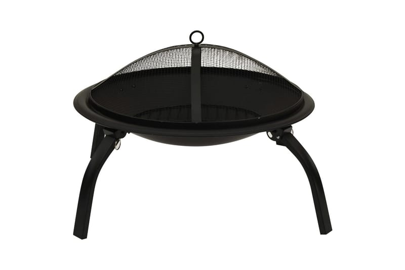 2-i-1 Eldstad med grill och eldgaffel 56x56x49 cm stål - Svart - Inredning - Kaminer - Utomhuskamin & eldstad
