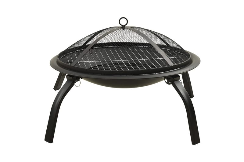 2-i-1 Eldstad med grill och eldgaffel 56x56x49 cm stål - Svart - Inredning - Kaminer - Utomhuskamin & eldstad
