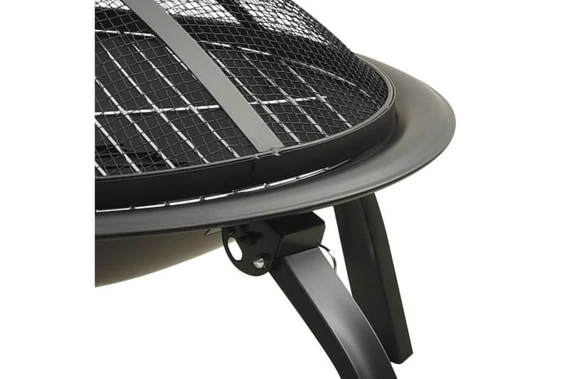 2-i-1 Eldstad med grill och eldgaffel 56x56x49 cm stål - Svart - Inredning - Kaminer - Utomhuskamin & eldstad