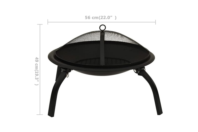 2-i-1 Eldstad med grill och eldgaffel 56x56x49 cm stål - Svart - Inredning - Kaminer - Utomhuskamin & eldstad