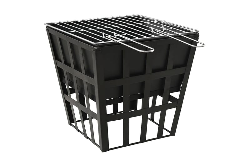 2-i-1 Eldstad och grill 34x34x48 cm stål - Svart - Inredning - Kaminer - Utomhuskamin & eldstad