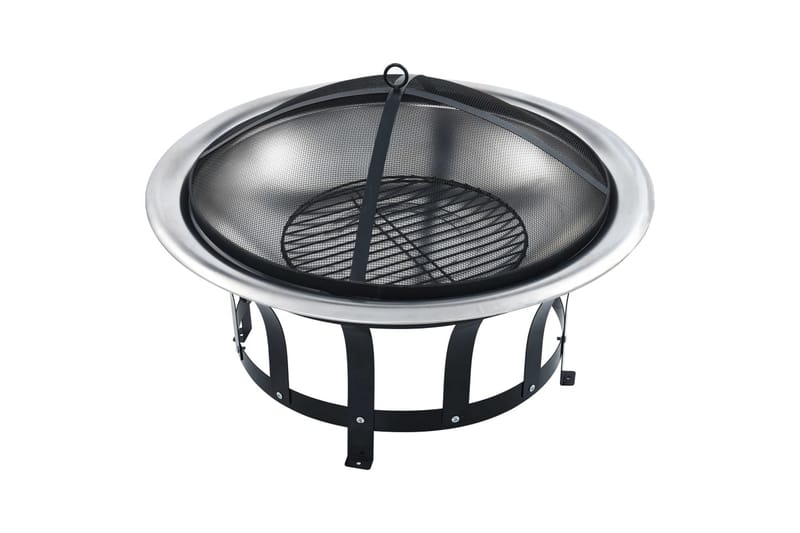 Eldfat med grill rostfritt stål 76 cm - Svart - Inredning - Kaminer - Utomhuskamin & eldstad