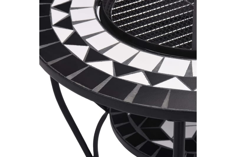 Eldgrop med mosaikbord svart och vit 68 cm keramik - Svart - Inredning - Kaminer - Utomhuskamin & eldstad