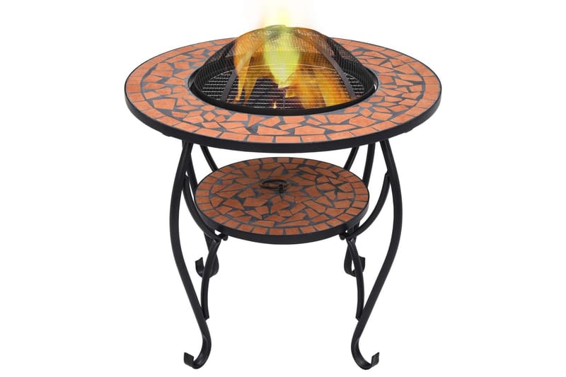 Eldgrop med mosaikbord terrakotta 68 cm keramik - Brun - Inredning - Kaminer - Utomhuskamin & eldstad