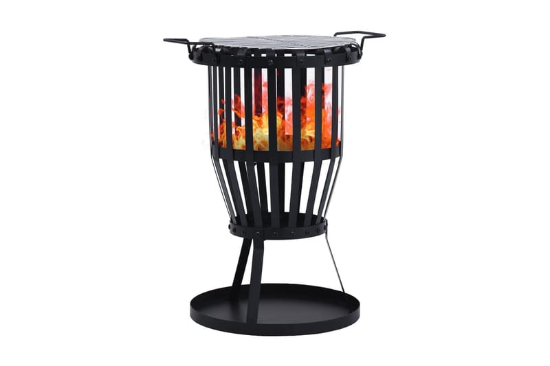 Eldkorg med grill rostfritt stål 47,5 cm - Svart - Utomhuskamin & eldstad