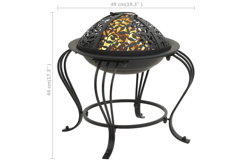Eldstad med eldgaffel 49 cm stål - Svart - Inredning - Kaminer - Utomhuskamin & eldstad