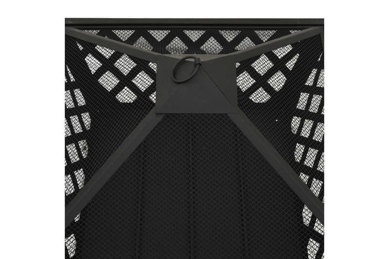 Eldstad med eldgaffel 64 cm XXL stål - Svart - Inredning - Kaminer - Utomhuskamin & eldstad