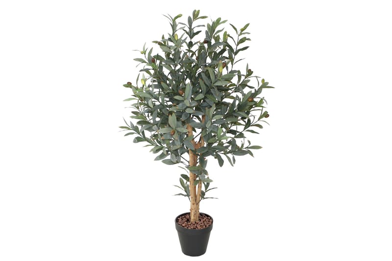 Grön Växt Oliv H90 cm 2 Grenar Svart Kruka - Balkongblommor - Konstgjorda växter & plastväxter