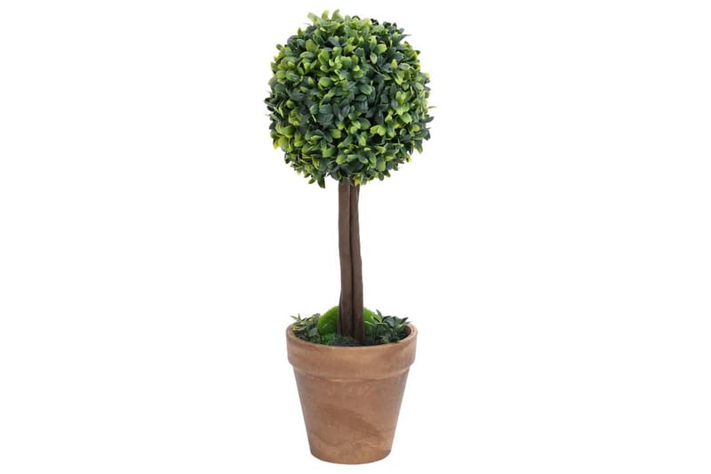 Konstväxt buxbom 2 st bollformad med kruka 33 cm grön - Grön - Balkongblommor - Konstgjorda växter & plastväxter