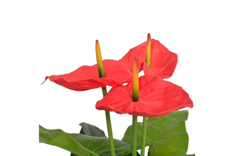 Konstväxt Flamingoblomma med kruka 90 cm röd och gul - Röd - Inredning - Konstgjorda växter & plastväxter