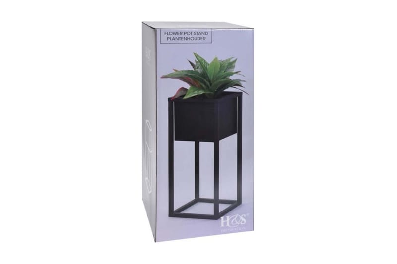 Home&Styling Blomkruka på stativ metall svart 50 cm - Svart - Stor blomkruka - Utomhuskrukor