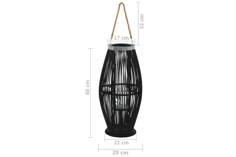 Hängande ljuslykta bambu 60 cm svart - Svart - Inredning - Ljus & dofter - Ljusstake & ljuslykta