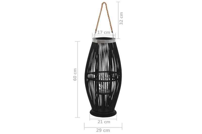 Hängande ljuslykta bambu 60 cm svart - Svart - Ljusstake & ljuslykta - Dekoration & inredningsdetaljer - Utelykta