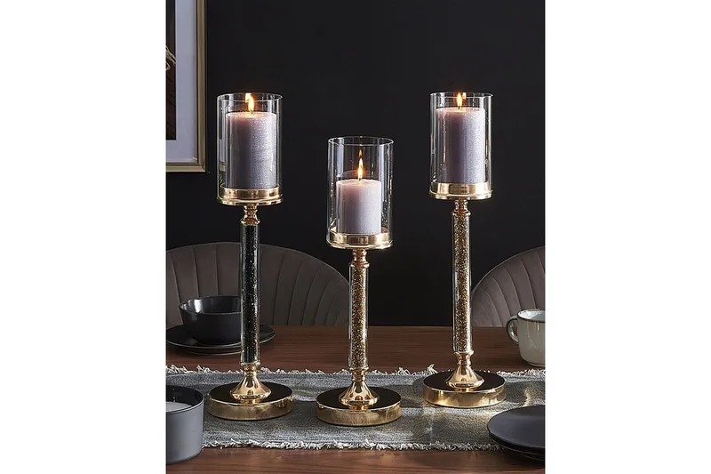 Ljusstake Abbeville Guld, 13x13x41 cm - Guld, 13x13x41 cm - Inredning - Ljus & dofter - Ljusstake & ljuslykta - Kandelaber & bordsljusstake