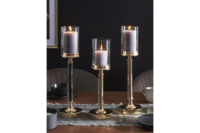 Ljusstake Abbeville Guld, 13x13x41 cm - Guld, 13x13x41 cm - Inredning - Ljus & dofter - Ljusstake & ljuslykta - Kandelaber & bordsljusstake