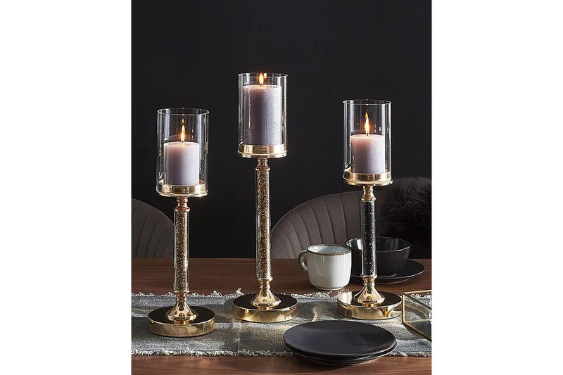 Ljusstake Abbeville Svart/guld, 13x13x41 cm - Svart/guld, 13x13x41 cm - Inredning - Ljus & dofter - Ljusstake & ljuslykta - Kandelaber & bordsljusstake