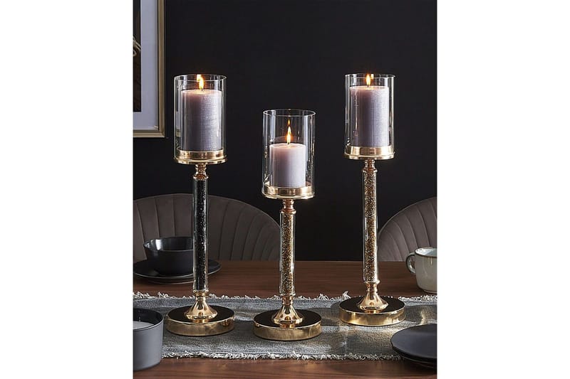 Ljusstake Abbeville Svart/guld, 13x13x48 cm - Svart/guld, 13x13x48 cm - Inredning - Ljus & dofter - Ljusstake & ljuslykta - Kandelaber & bordsljusstake