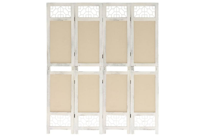 4-Panel Room Divider Cream 140x165 cm Fabric - Kräm - Vikskärm - Rumsavdelare