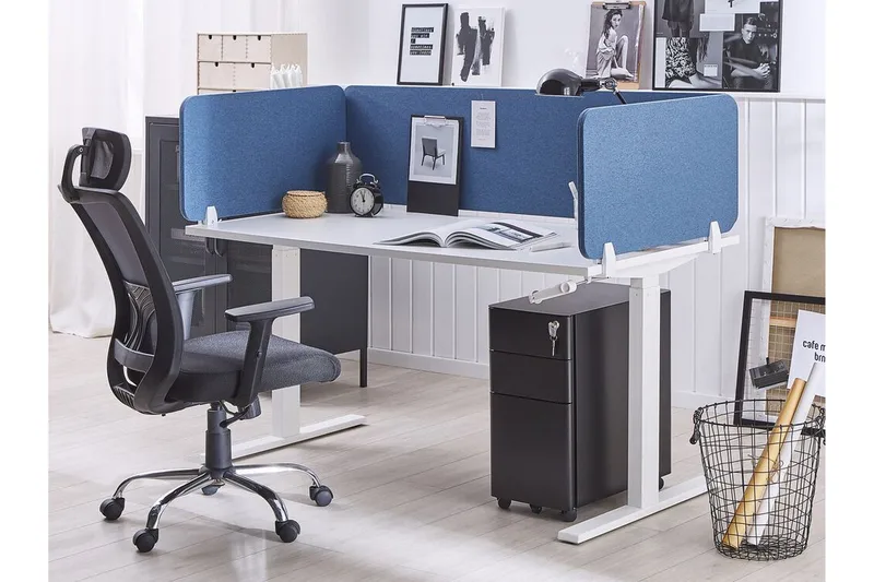 Avskärmning för skrivbord 160 x 40 cm blå WALLY - Blå - Inredning - Rumsavdelare - Avskärmning skrivbord