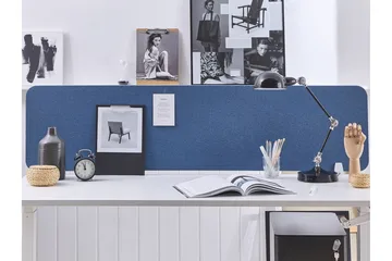 Avskärmning för skrivbord 160 x 40 cm blå WALLY - Blå - Inredning - Rumsavdelare - Avskärmning skrivbord