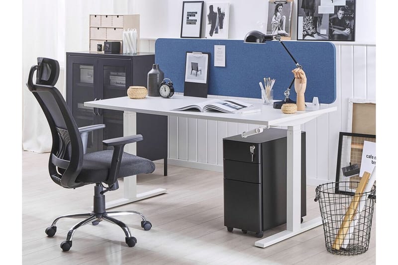 Avskärmning för skrivbord 160 x 40 cm blå WALLY - Blå - Inredning - Rumsavdelare - Avskärmning skrivbord