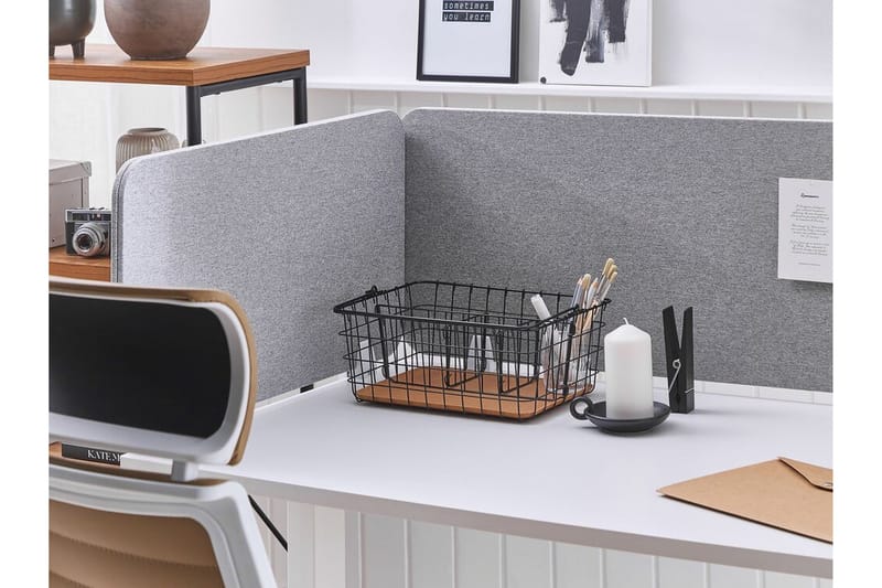 Avskärmning för skrivbord 180x40 cm grå WALLY - Vit - Bordstillbehör - Avskärmning skrivbord - Rumsavdelare