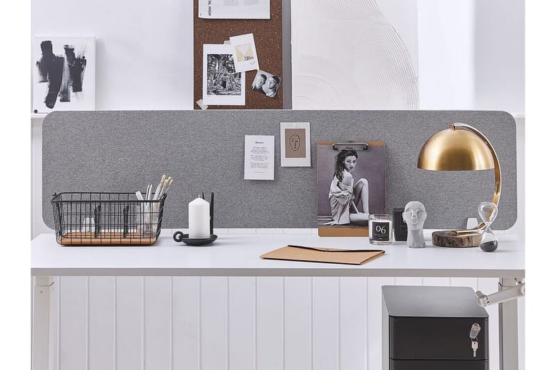 Avskärmning för skrivbord 180x40 cm grå WALLY - Vit - Inredning - Rumsavdelare - Avskärmning skrivbord