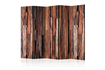 Kadira Fällbar Lantlig Rumsavdelare 172x225 cm med Trämönster i Tyg - Brun - Inredning - Rumsavdelare - Vikskärm