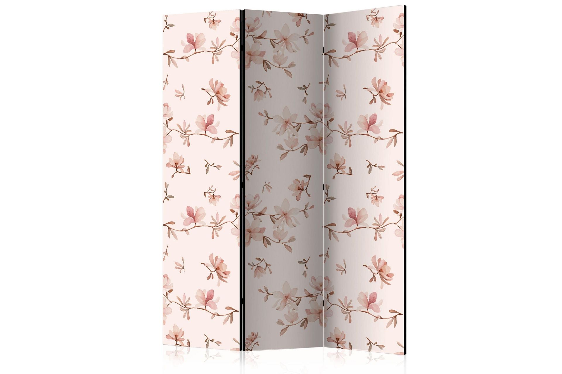 Kadira Fällbar Rumsavdelare 135x172 cm med Magnoliablommor i Tyg Beige ...