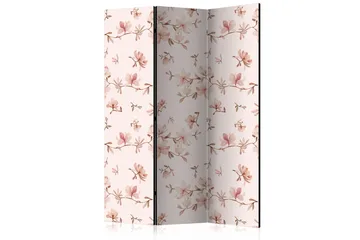 Kadira Fällbar Rumsavdelare 135x172 cm med Magnoliablommor i Tyg - Beige|Rosa - Inredning - Rumsavdelare - Vikskärm