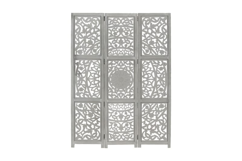 Rumsavdelare 3 paneler handsnidad grå 120x165 cm mangoträ - Grå - Inredning - Rumsavdelare - Skärmvägg