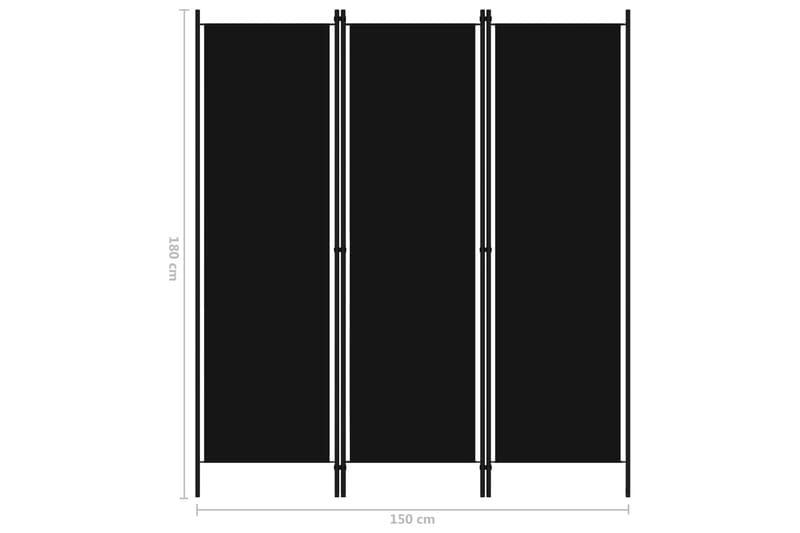 Rumsavdelare 3 paneler svart 150x180 cm - Svart - Skärmvägg - Rumsavdelare